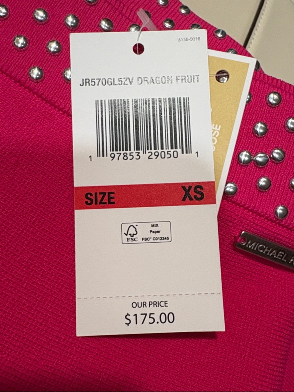 Michael Kors Hot Pink Mini Skirt with Studded Waistband - Picture 4 of 4